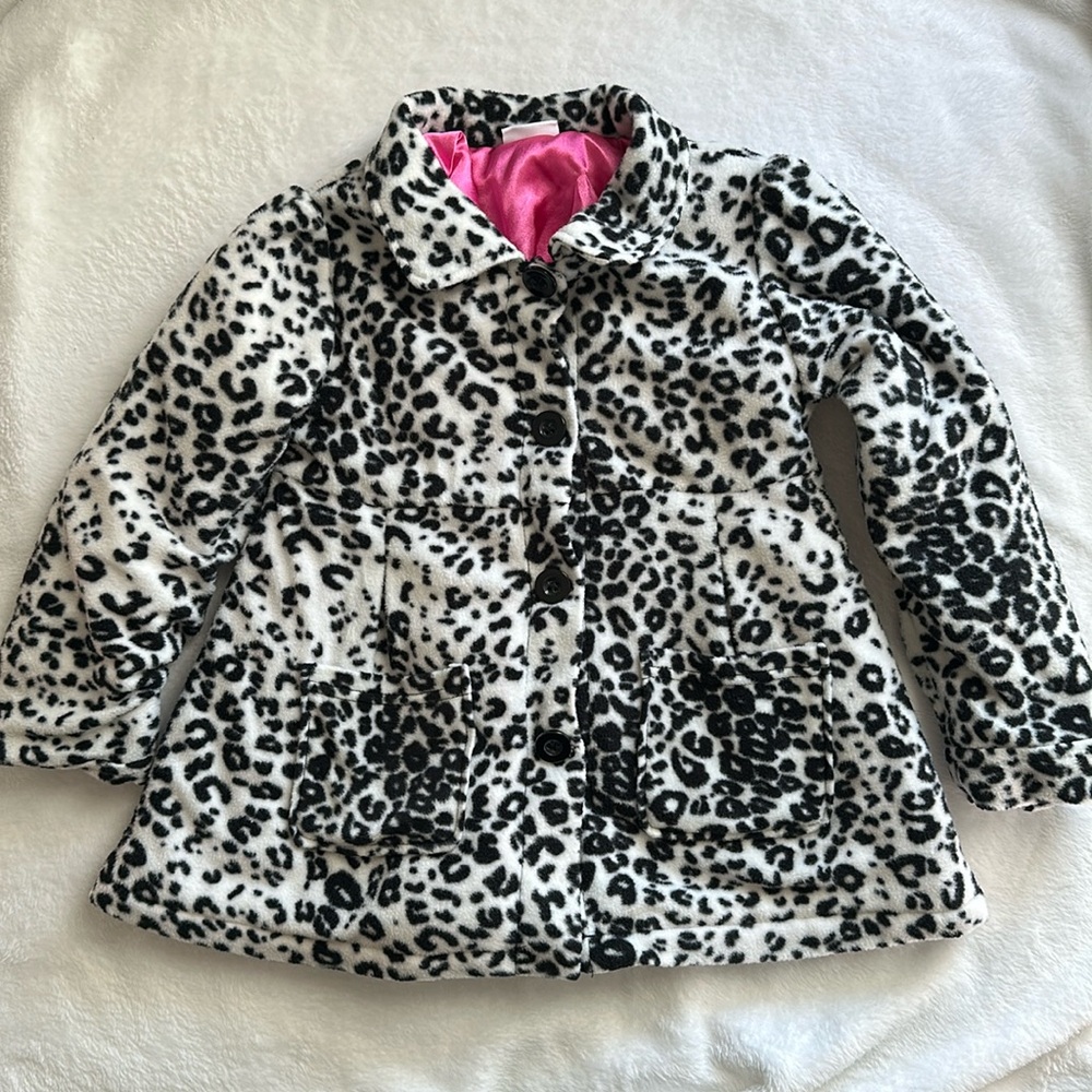 Animal Print Fleece Girls Coat, 6-7 years